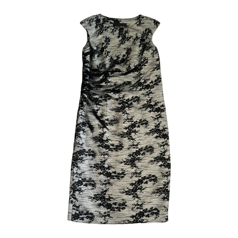 Monique Lhuillier Tweed Sheath Dress With Lace Overlay